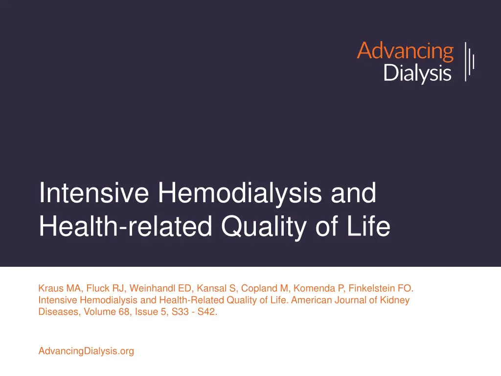 intensive hemodialysis and health related quality n.w