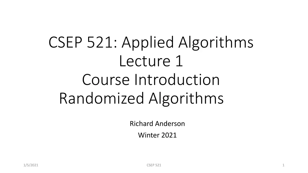 csep 521 applied algorithms lecture 1 course n.w