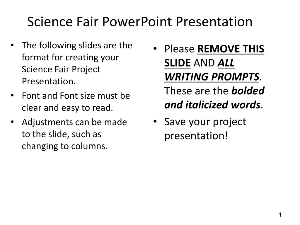 science fair powerpoint presentation n.w