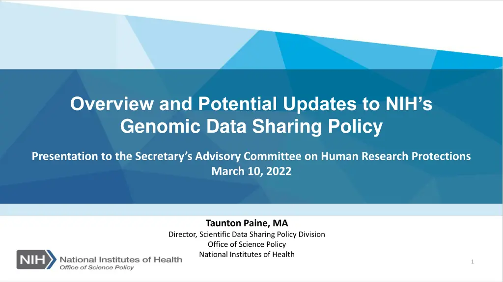 overview and potential updates to nih s genomic n.w
