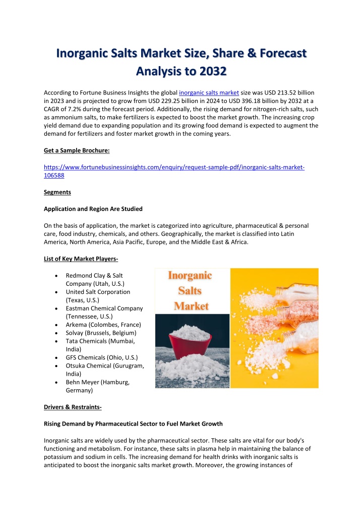 inorganic salts market size share forecast n.w