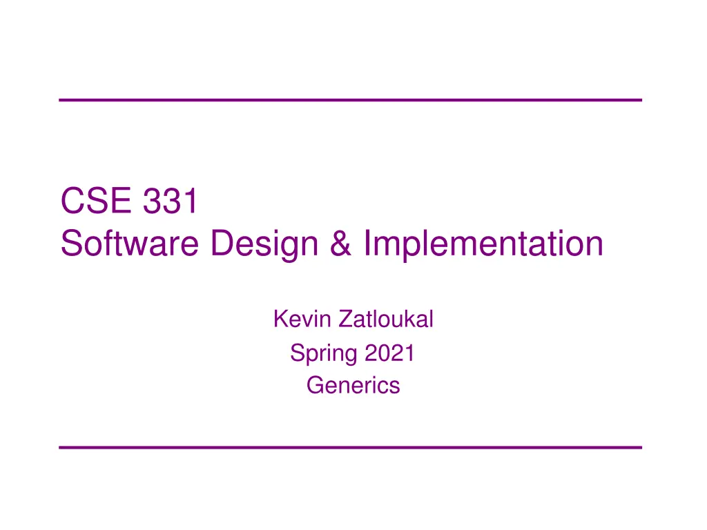 cse 331 software design implementation n.w