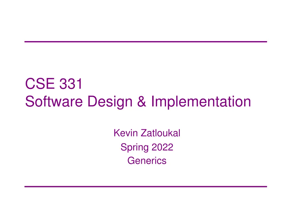 cse 331 software design implementation n.w