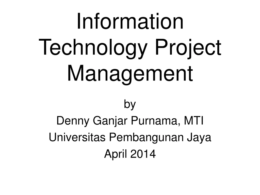 information technology project management n.w
