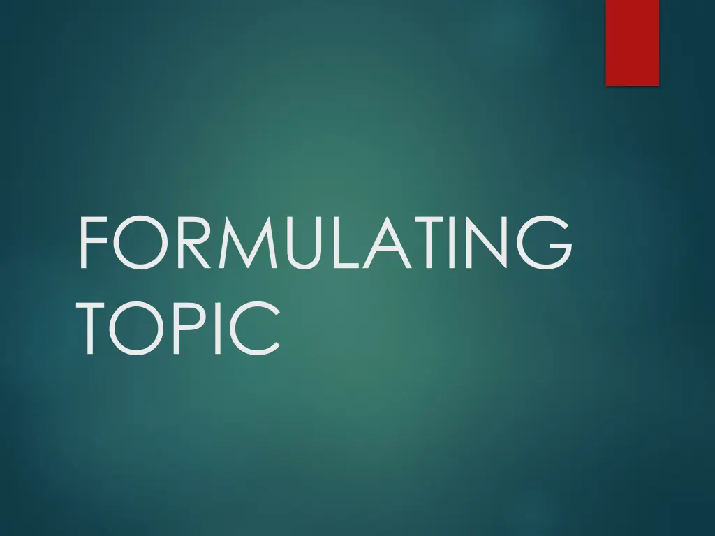 formulating topic n.w