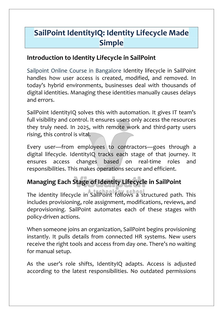 sailpoint identityiq identity lifecycle made n.w