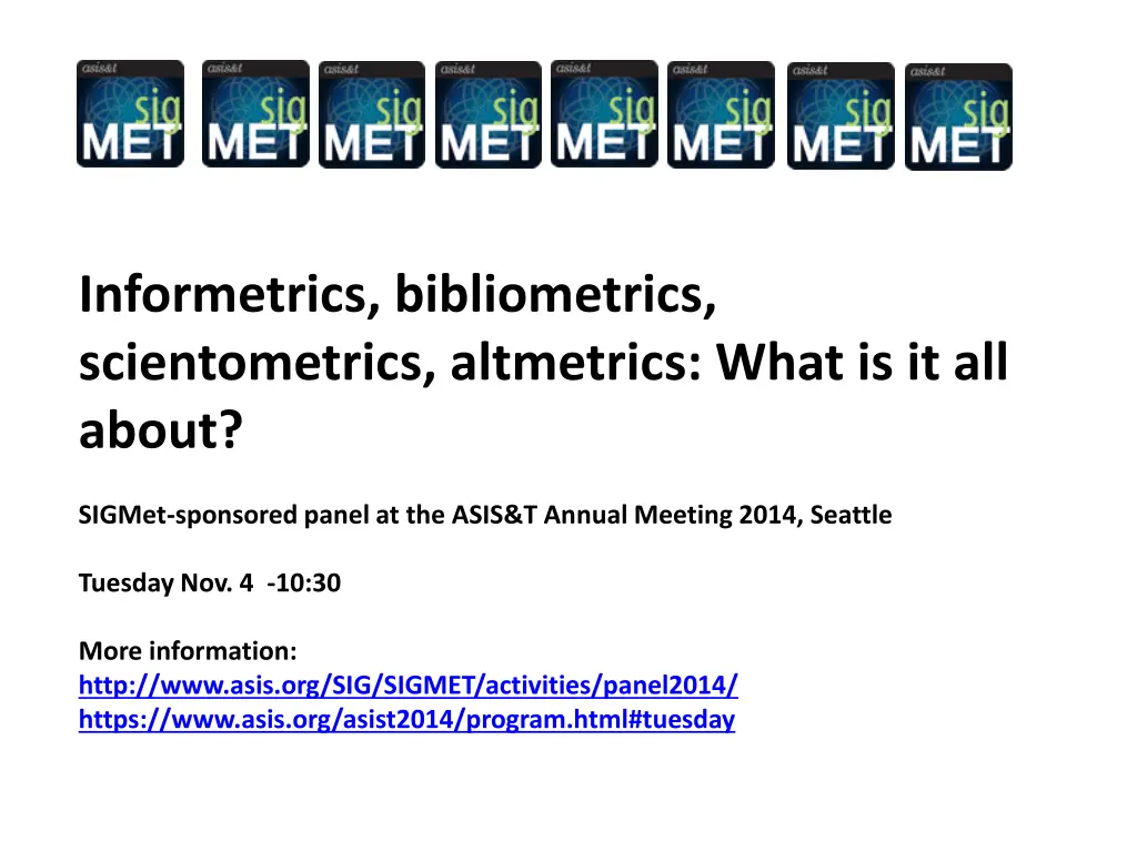 informetrics bibliometrics scientometrics n.w