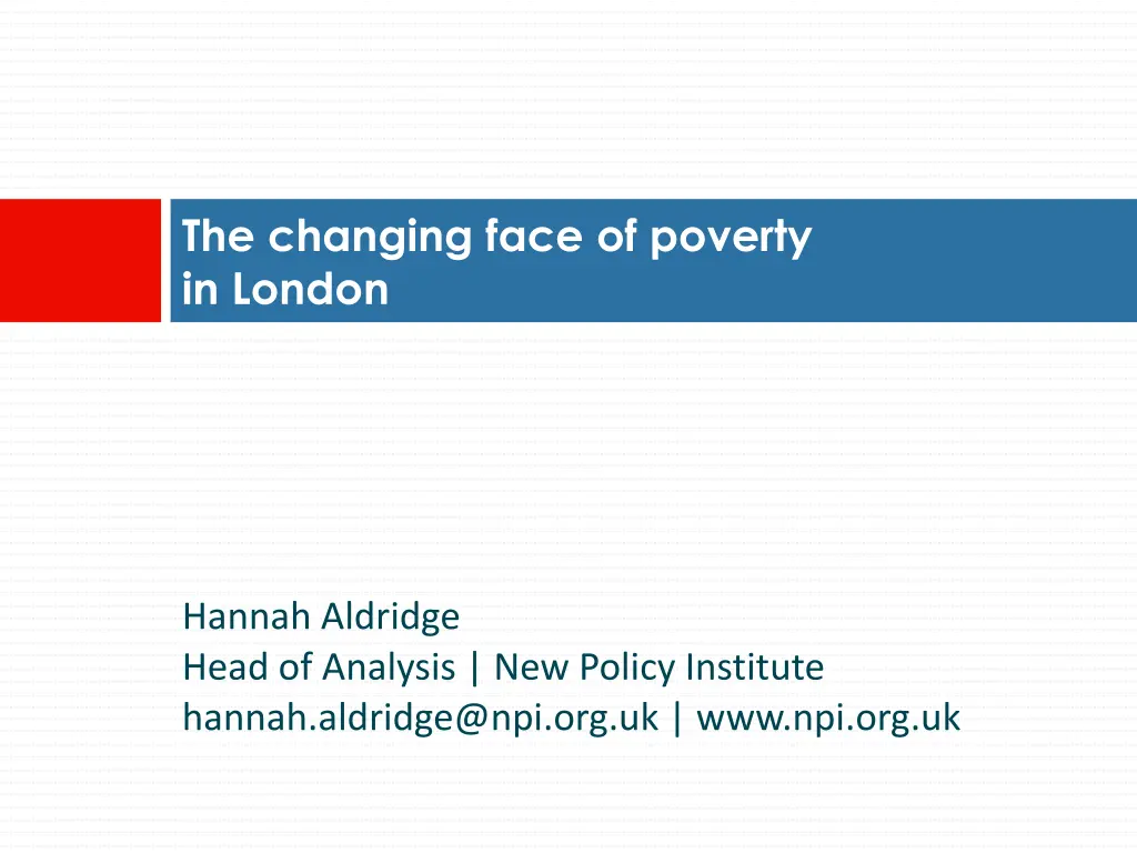 the changing face of poverty in london n.w