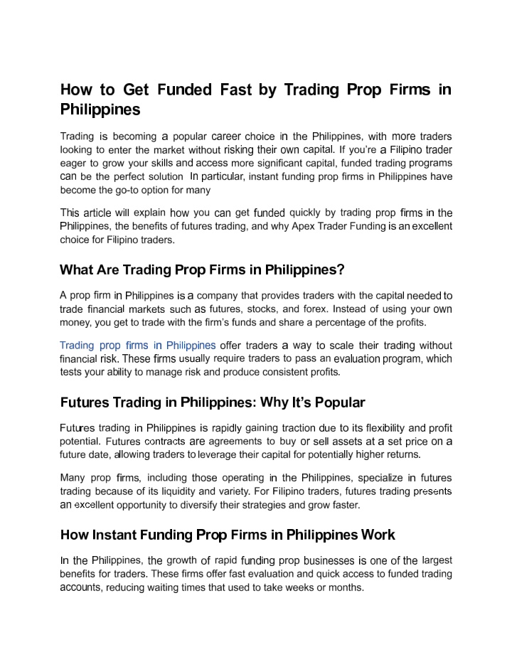 How to Get Funded Fast by Trading Prop Firms in Philippines