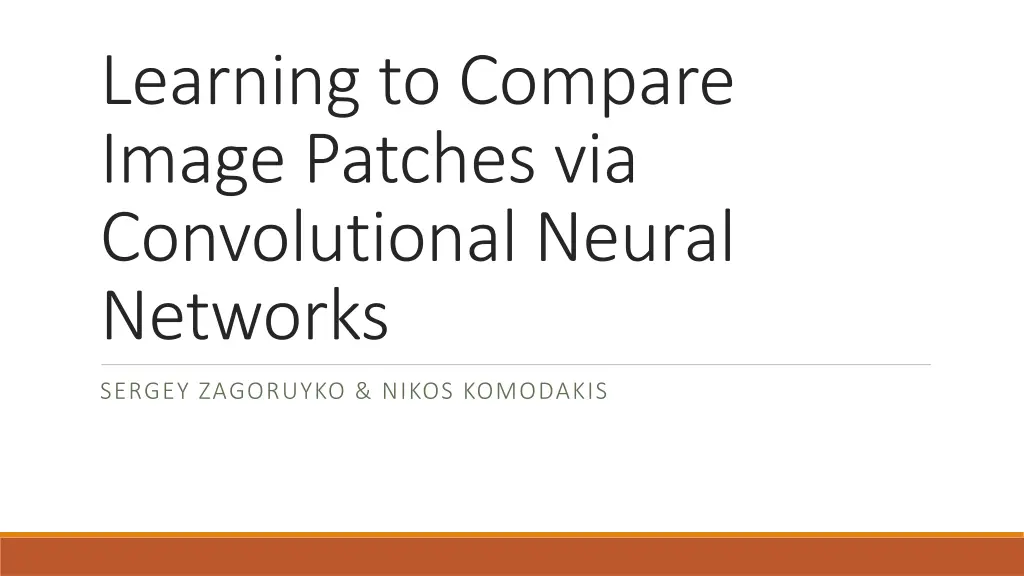 learning to compare image patches n.w