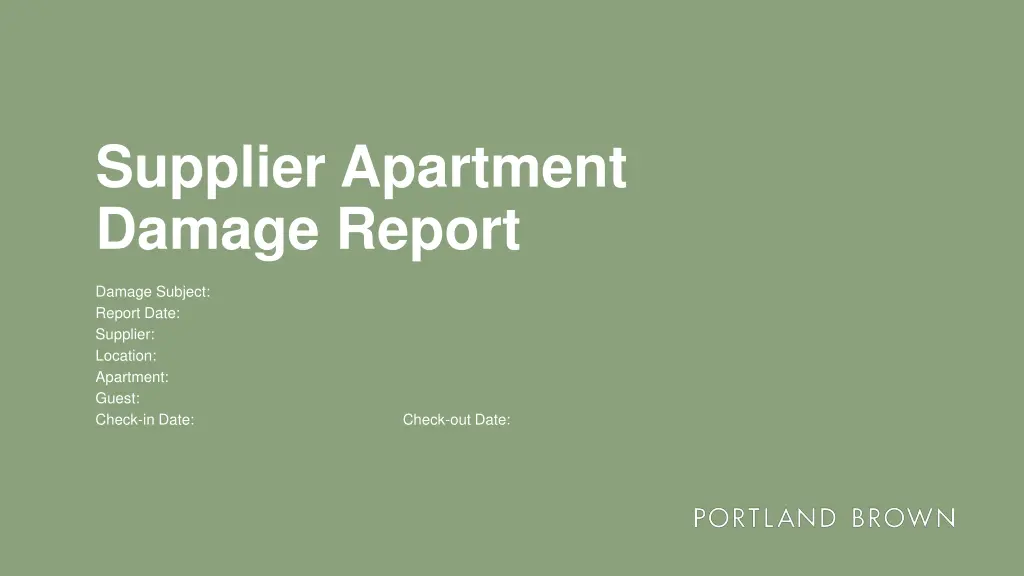 supplier apartment damage report n.w