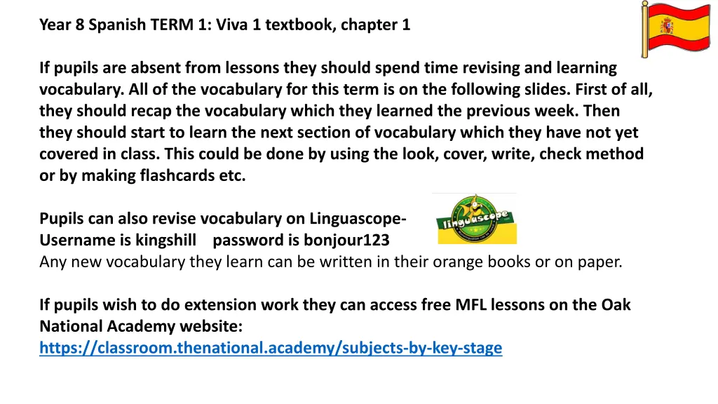year 8 spanish term 1 viva 1 textbook chapter 1 n.w