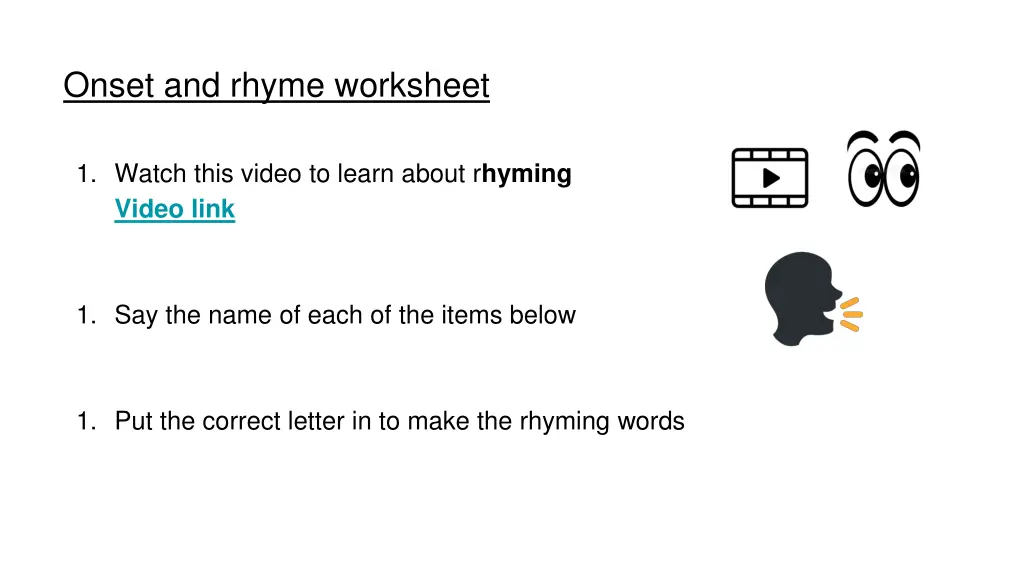 onset and rhyme worksheet n.w