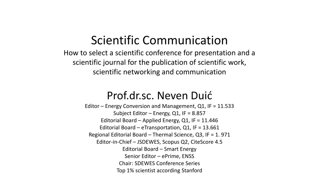 scientific communication how to select n.w