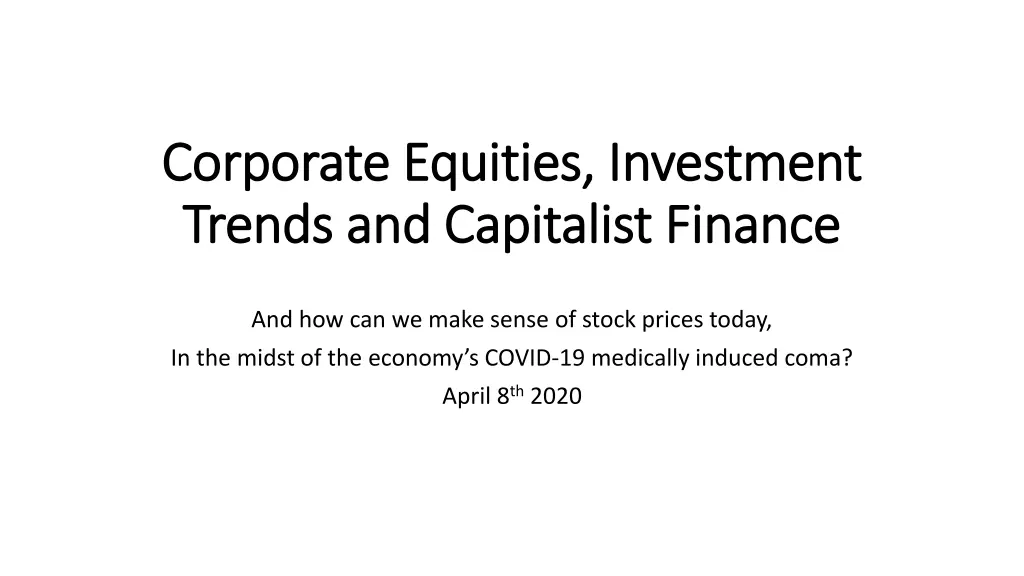 corporate equities investment corporate equities n.w