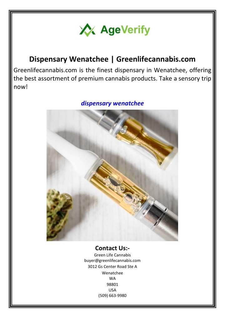 dispensary wenatchee greenlifecannabis n.w