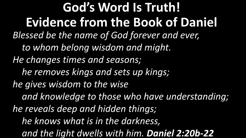 god s word is truth evidence from the book n.w
