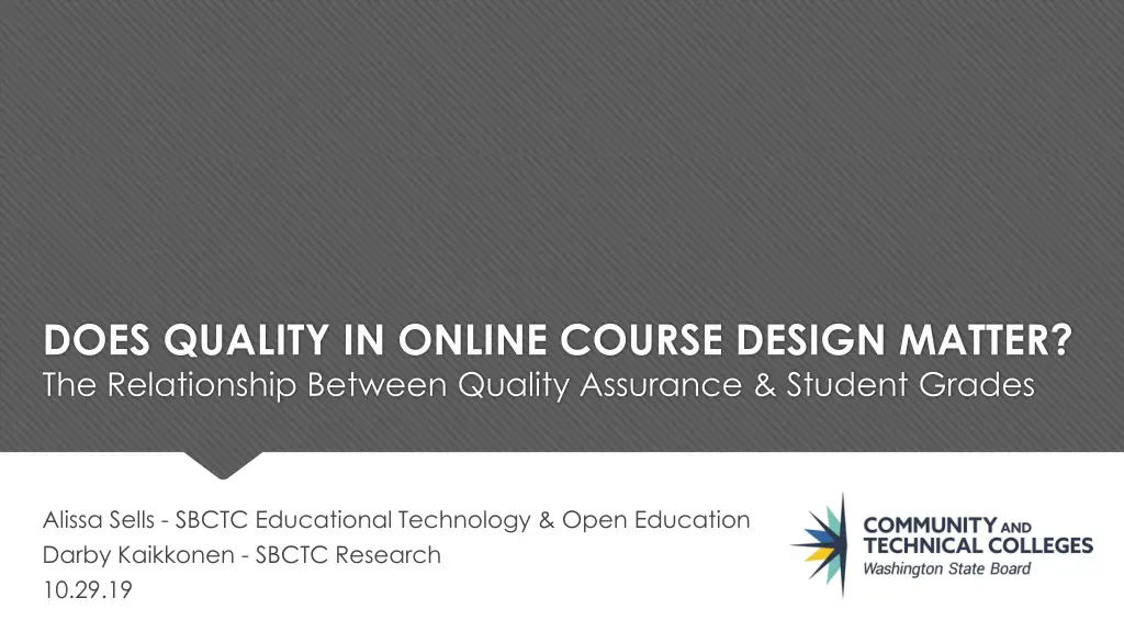 does quality in online course design matter n.w