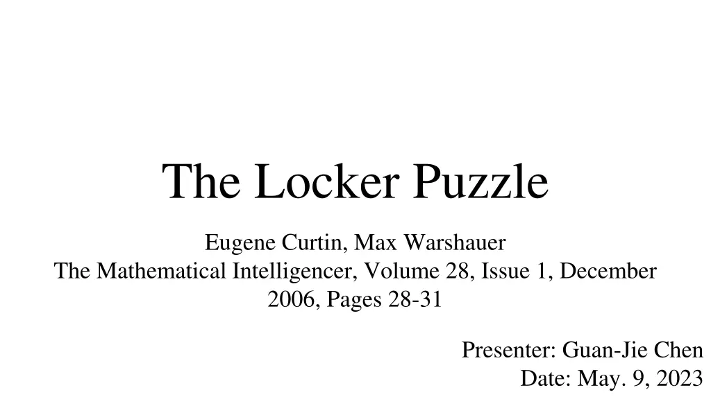 the locker puzzle n.w