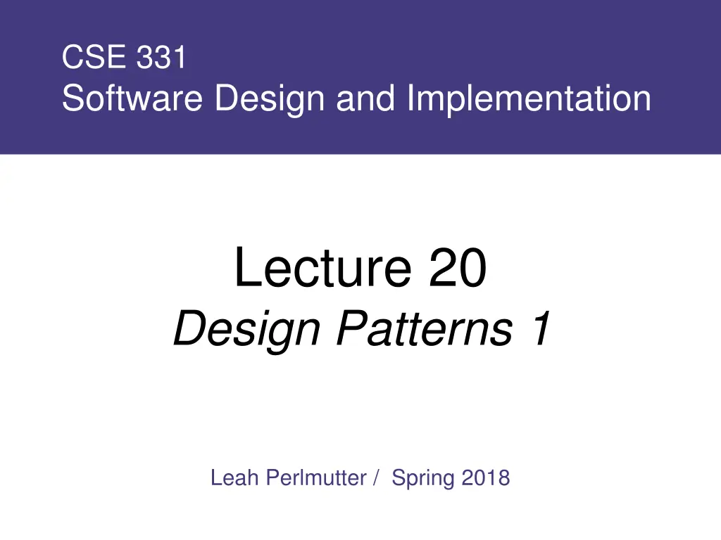 cse 331 software design and implementation n.w