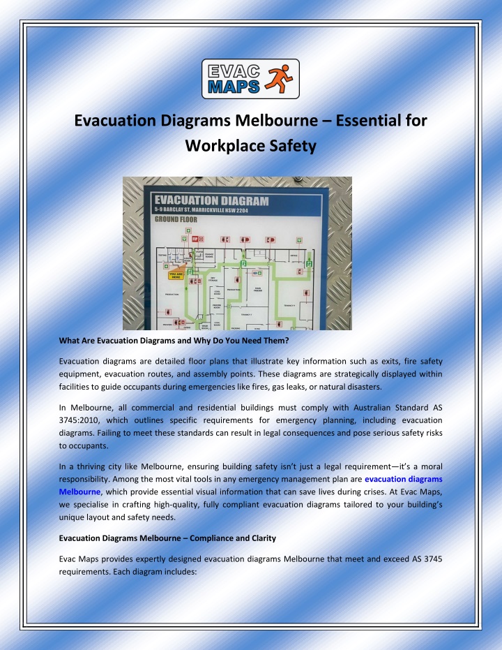 evacuation diagrams melbourne essential n.w