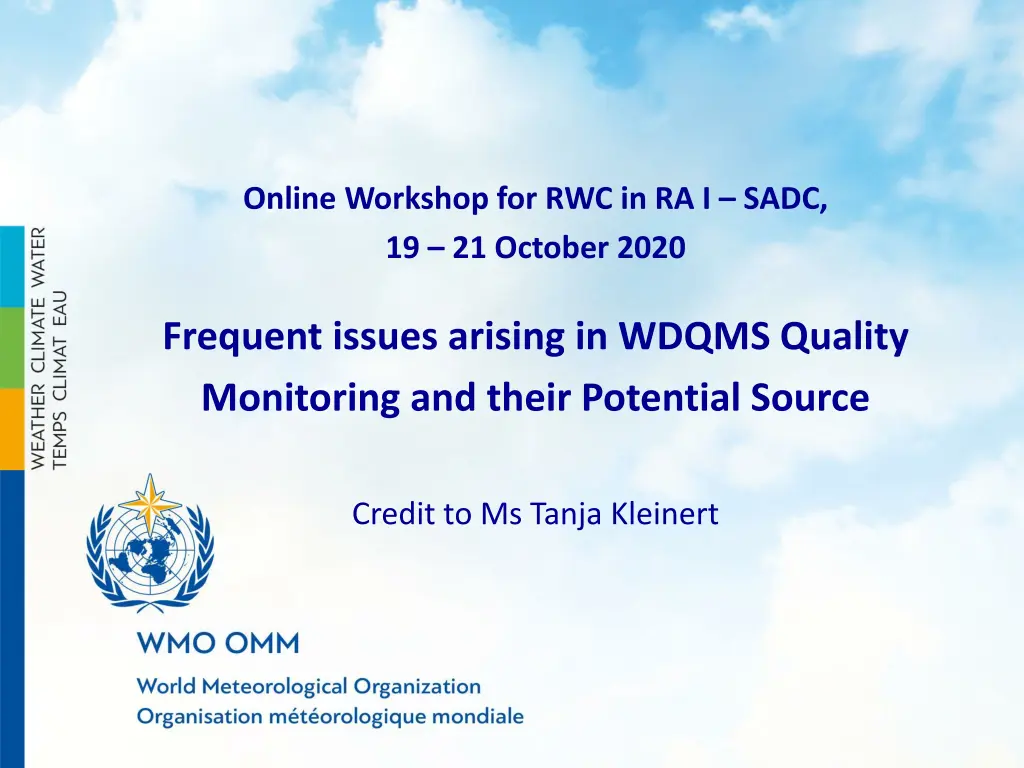 online workshop for rwc in ra i sadc n.w