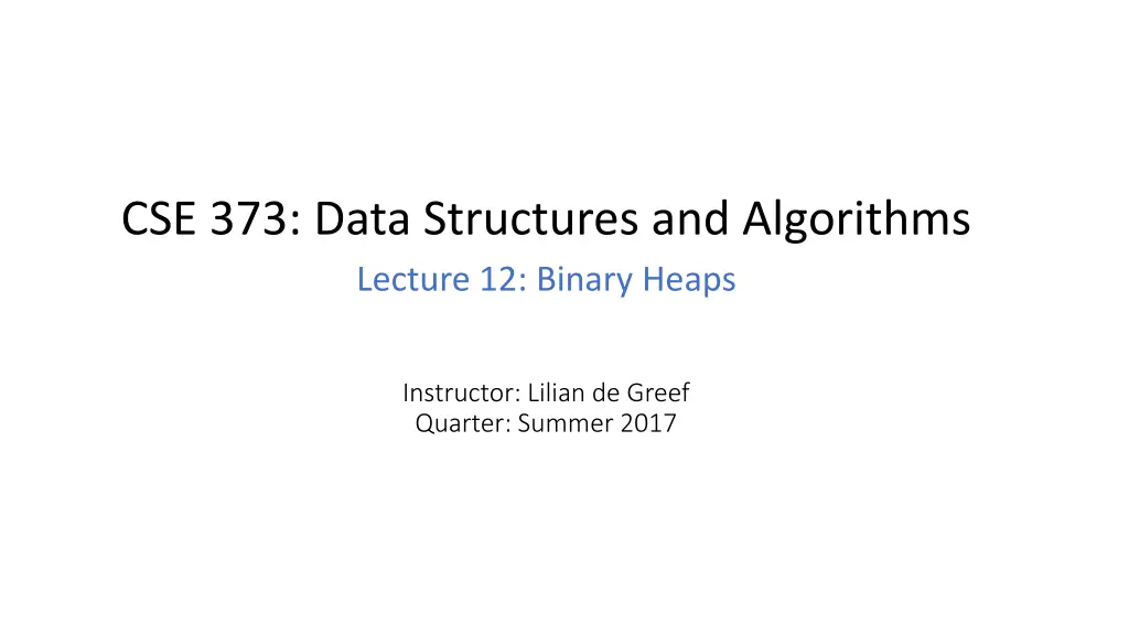 cse 373 data structures and algorithms lecture n.w