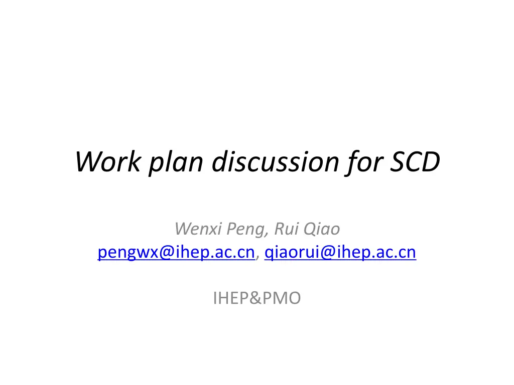 work plan discussion for scd n.w