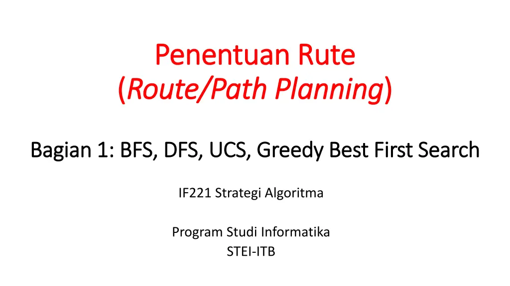 penentuan penentuan rute route path planning n.w