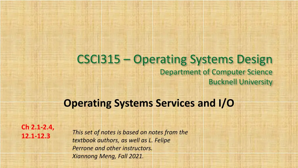 csci315 operating systems design department n.w