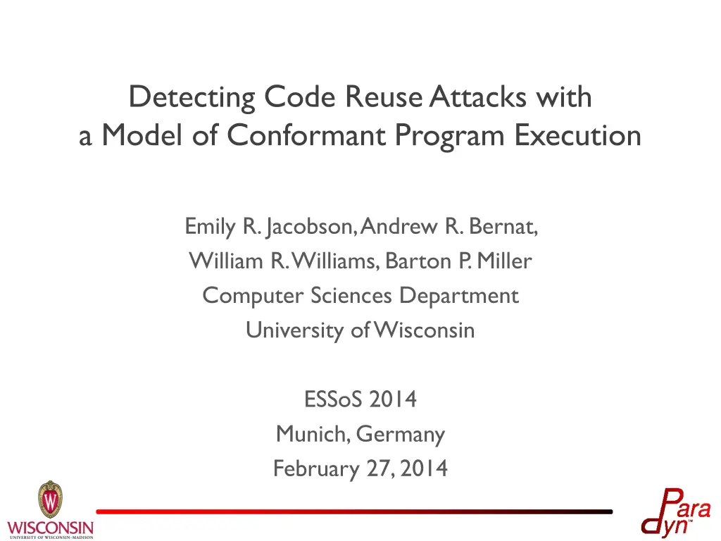 detecting code reuse attacks with a model n.w