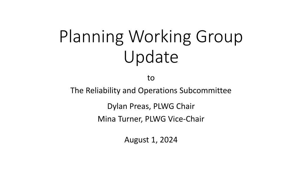 planning working group update n.w