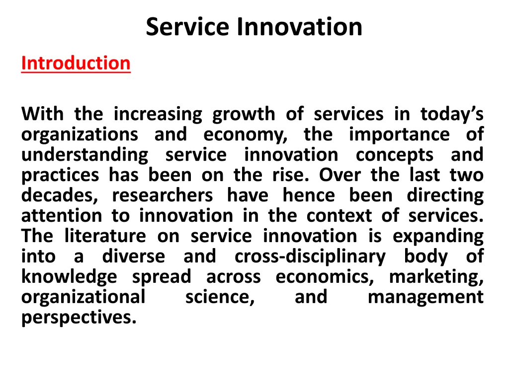 service innovation n.w