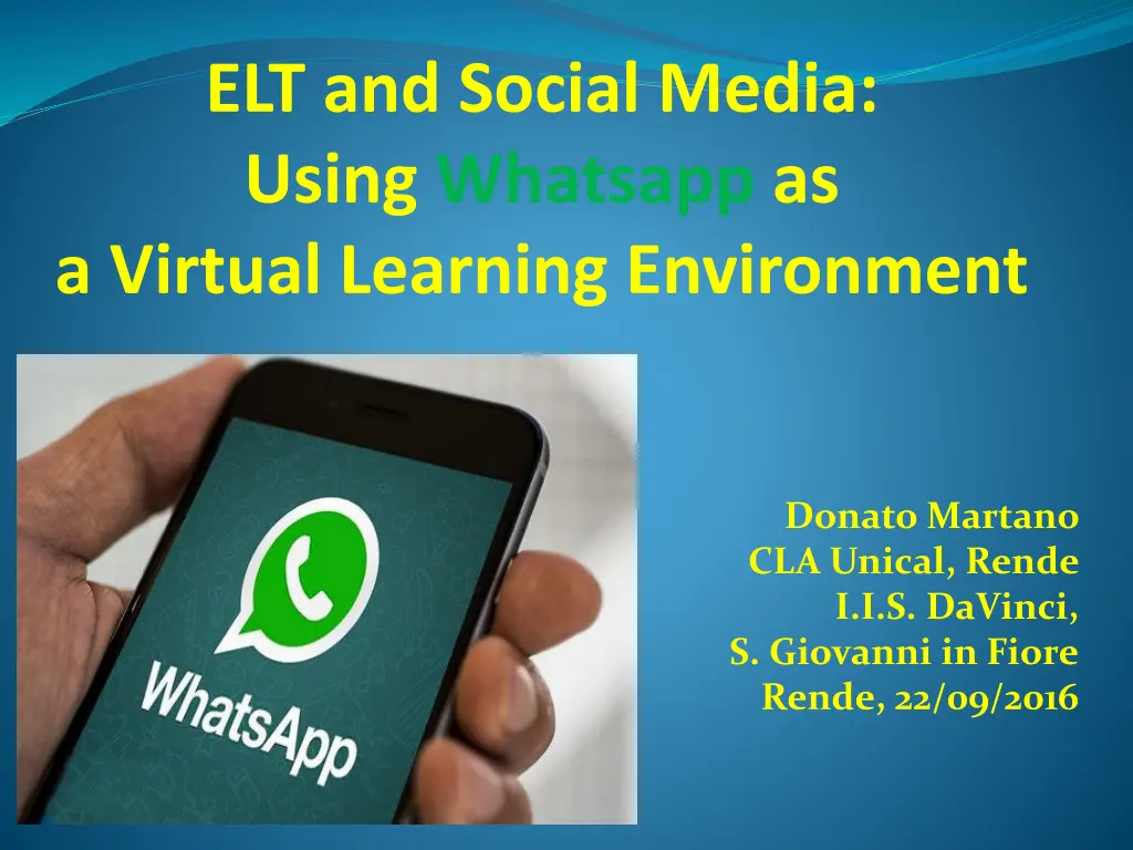 elt and social media using whatsapp as a virtual n.w