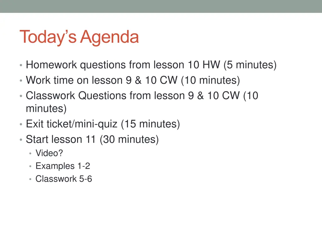 today s agenda n.w