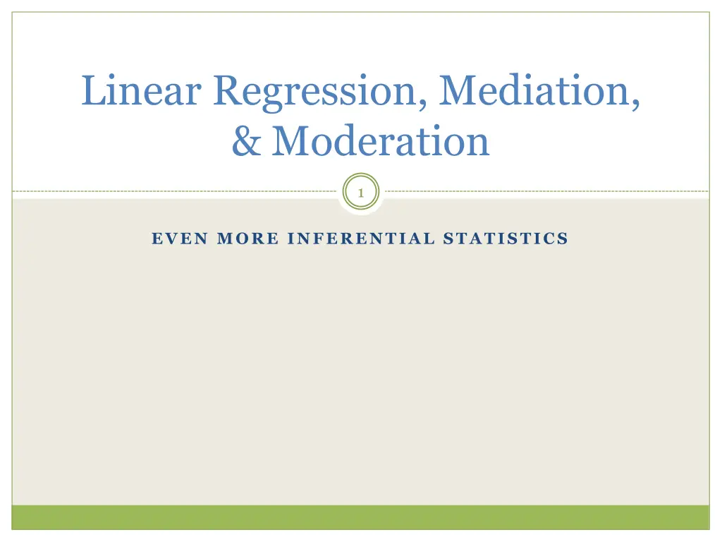 linear regression mediation moderation n.w