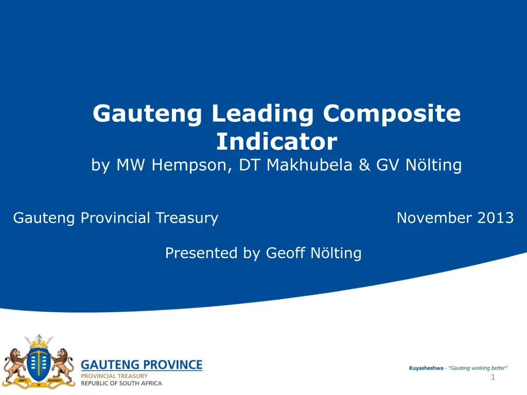 gauteng leading composite indicator by mw hempson n.w
