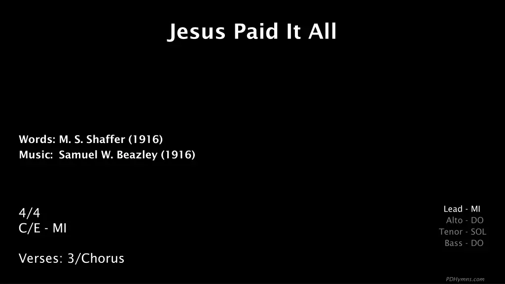 jesus paid it all n.w