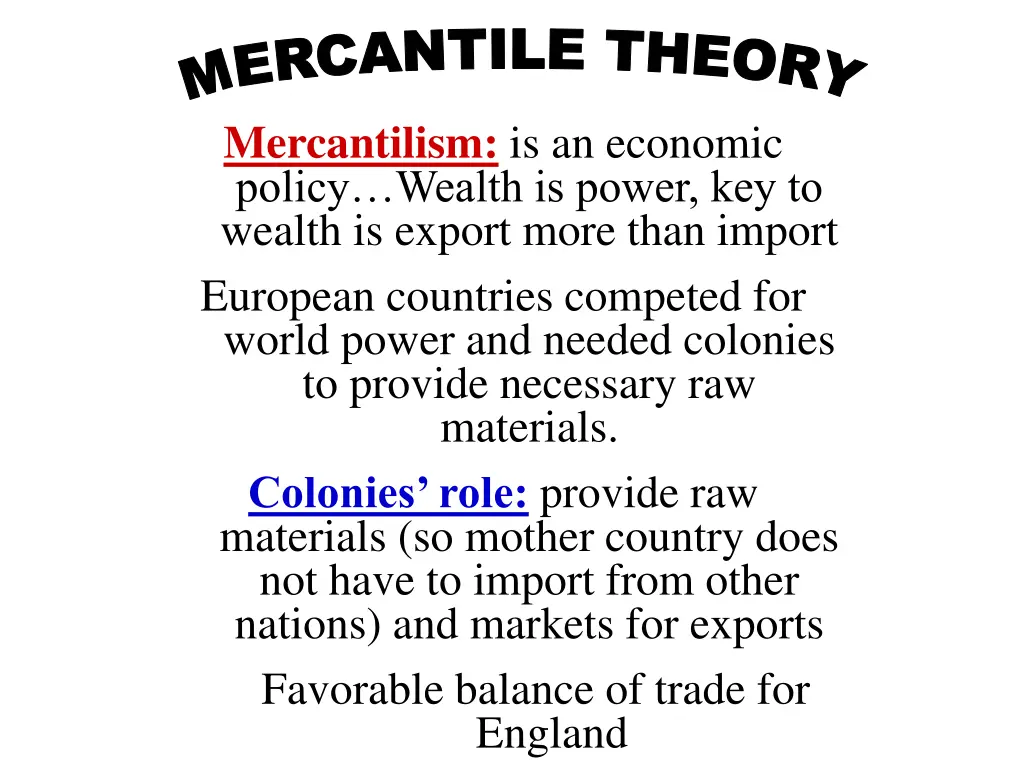 m e r c a n t i l e t h e o r y n.w
