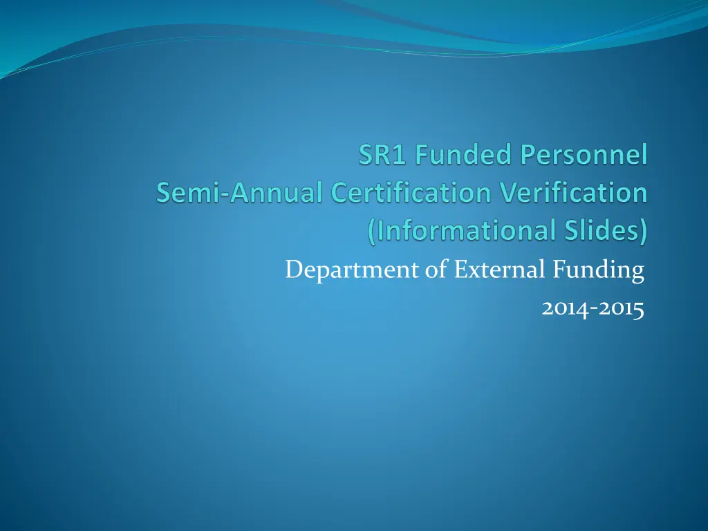 department of external funding n.w