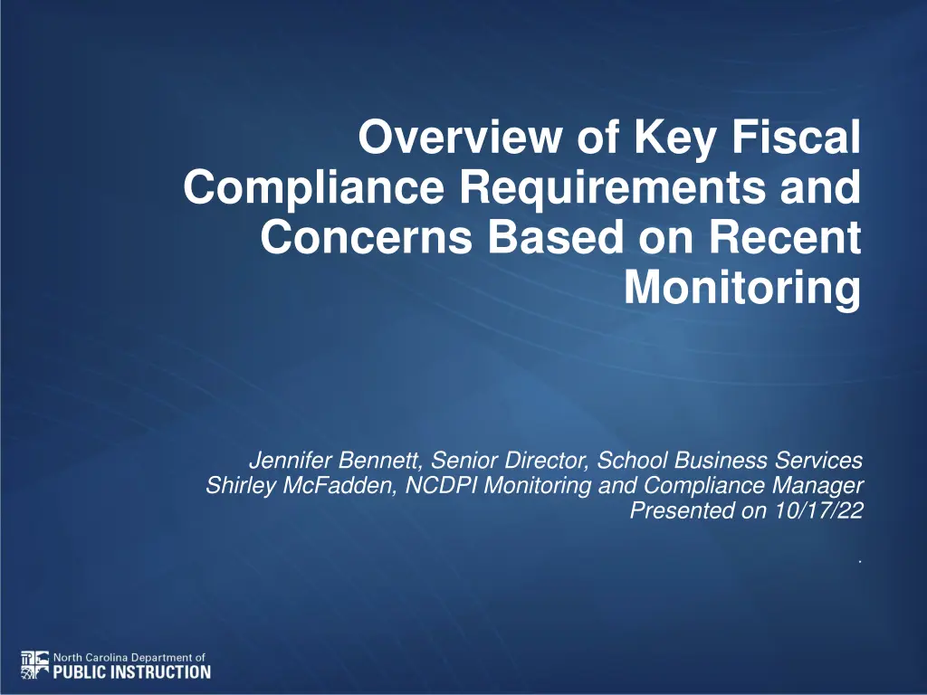 overview of key fiscal compliance requirements n.w