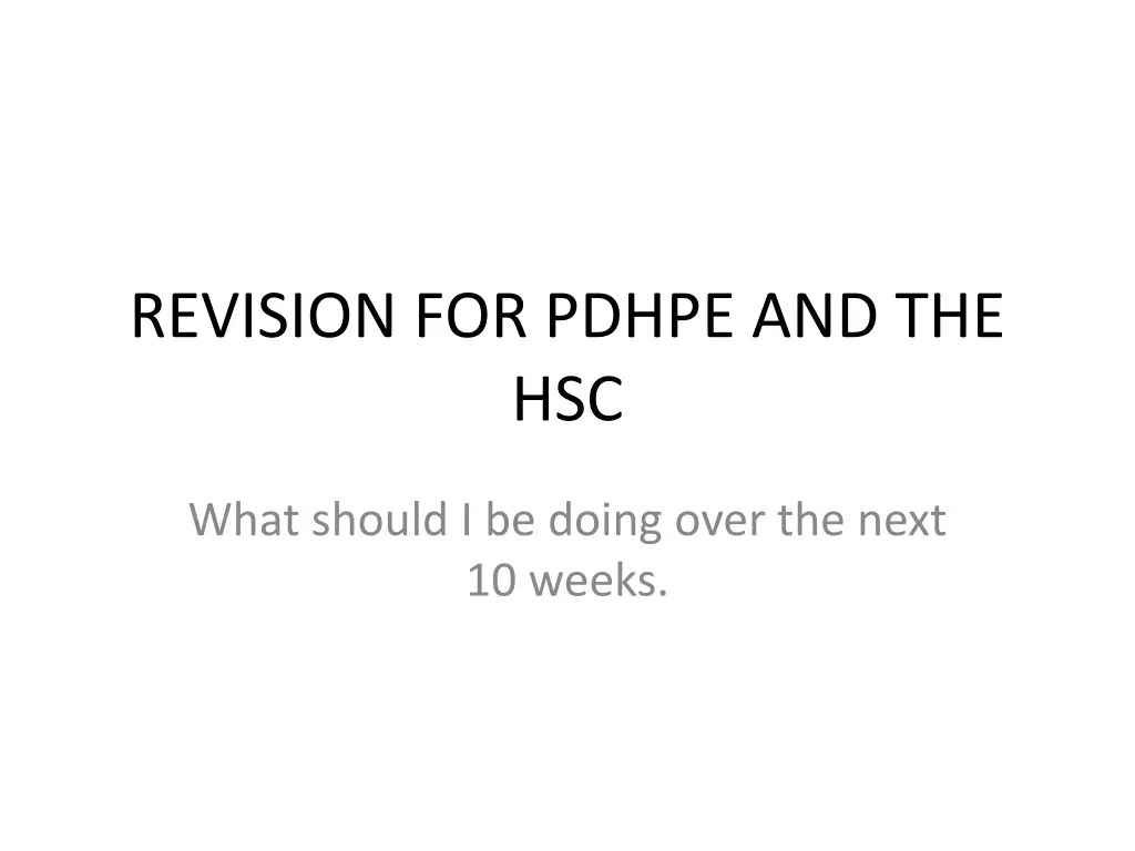 revision for pdhpe and the hsc n.w