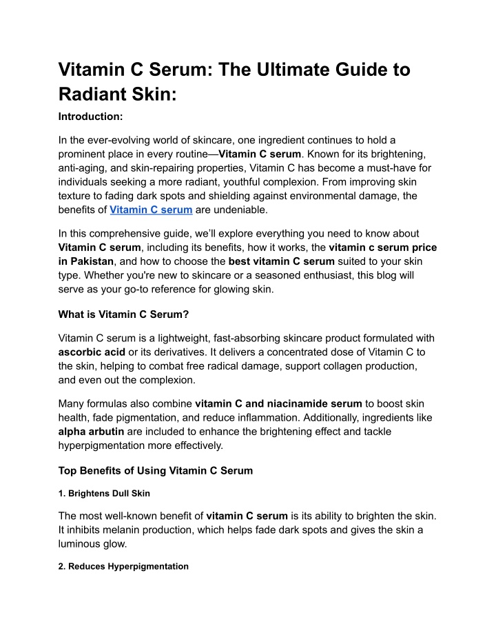 vitamin c serum the ultimate guide to radiant skin n.w