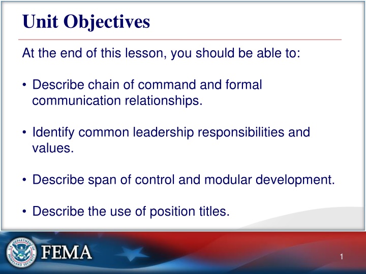 Unit Objectives