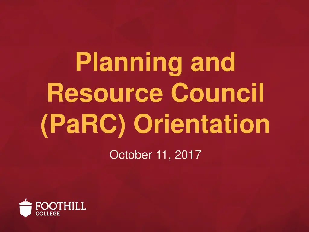 planning and resource council parc orientation n.w