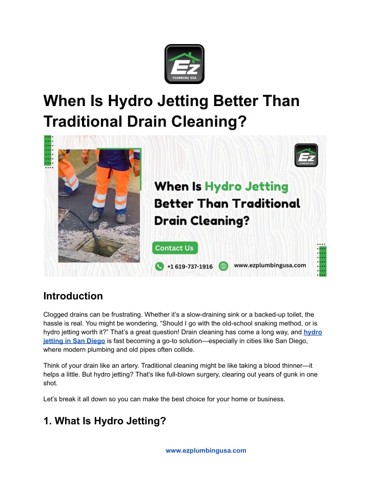 when is hydro jetting better than traditional n.w