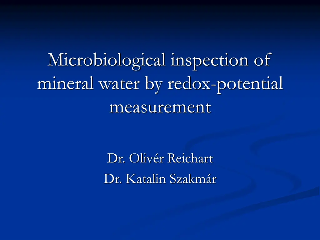 microbiological inspection of mineral water n.w