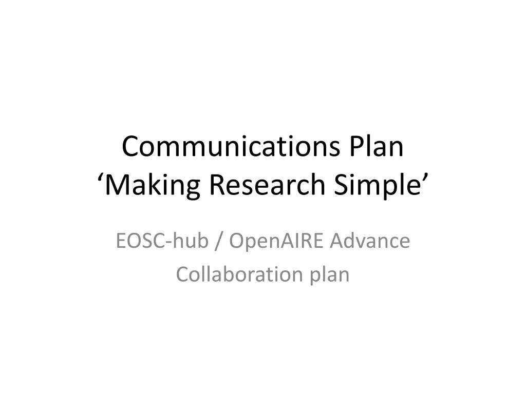 communications plan making research simple n.w