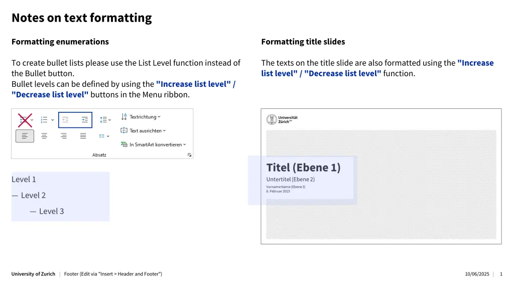 notes on text formatting n.w