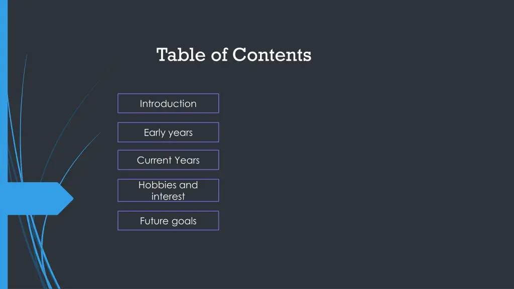 table of contents n.w